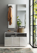 Set Ingresso Mobile 1 Anta a Ribalta Appendiabiti 91x36x165 cm e Specchio 50x110 cm Modello Dama Bianco Lucido