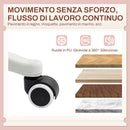 Sedia da Scrivania a Orecchie di Coniglio 53x53x70-84 cm Rivestimento in Pile Teddy Rosa    
