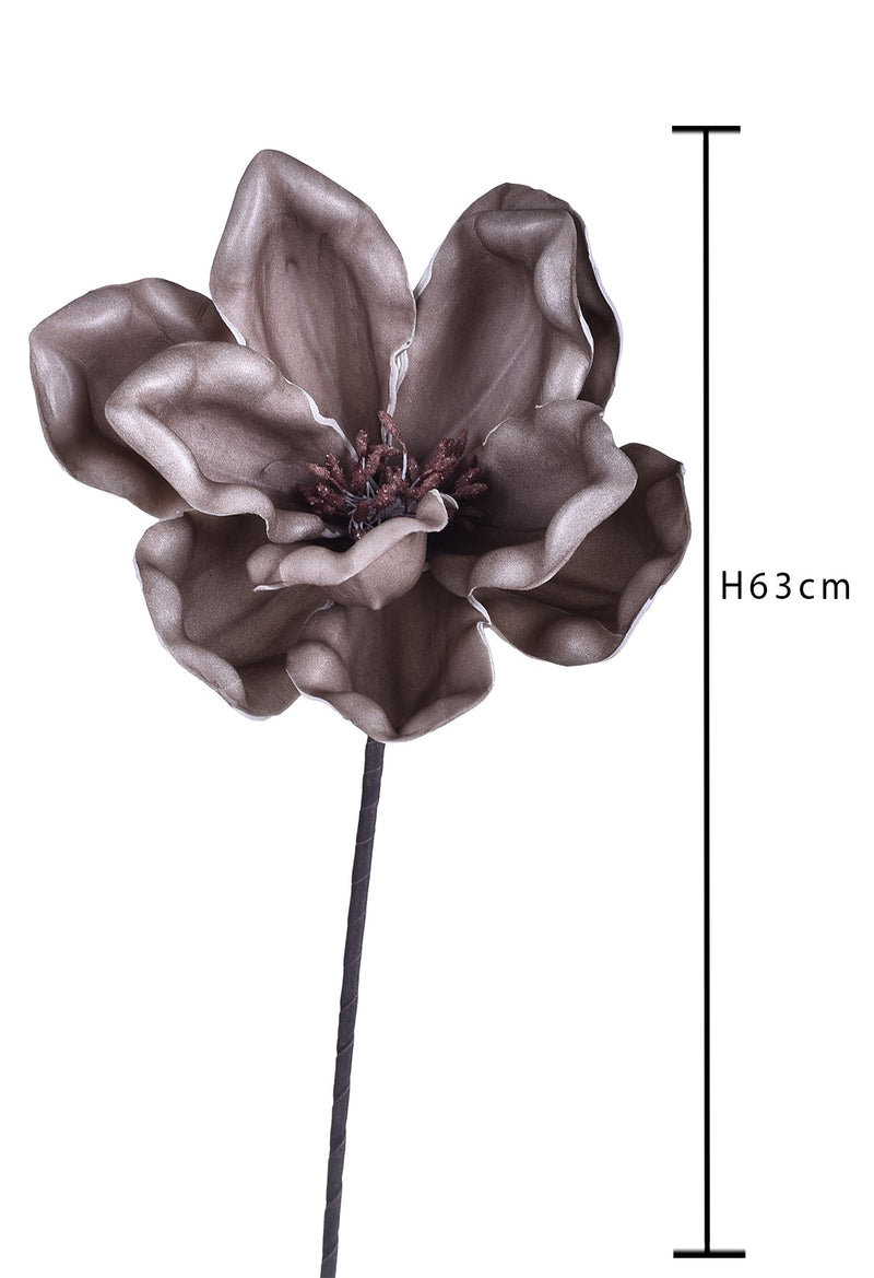 Set 4 Fiori Artificiali di Magnolia Altezza 63 cm Beige