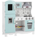Cucina Giocattolo per Bambini 79x25x88 cm con Luci Suoni Accessori Frigo Forno e Macchina Caffè in MDF Verde Chiaro      