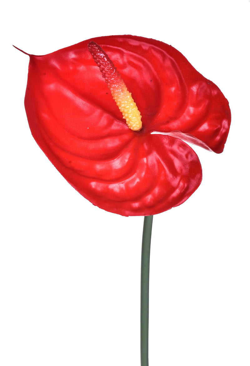 Set 24 Fiori Artificiali di Anthurium Altezza 73 cm Rosso