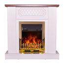 Camino Elettrico da Pavimento 101x100x30 cm Effetto Fiamma 2000W Asoli & Galileo gold Bianco/noce