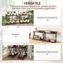 Set 2 Portapiante a 2 Livelli 73x36x64 cm con Design a Doghe in Legno Marrone  