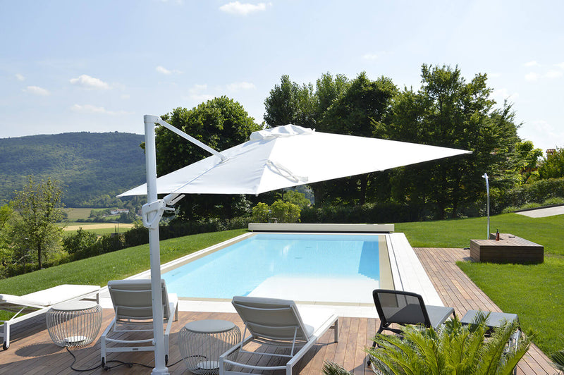 Ombrellone da Giardino Decentrato 3x3m in Alluminio Telo in Poliestere Mosini Jazz Bianco