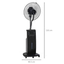 Ventilatore a Piantana Ø44,5 cm con Nebulizzatore ad Acqua e Telecomando Nero