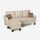 Divano 3 Posti con Pouf 186x138x91,5 cm in Poliestere Beige