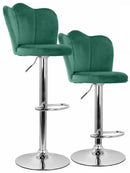 Set 2 Sgabelli 38x38x60/80 cm in Velluto Base Cromata Ottanio