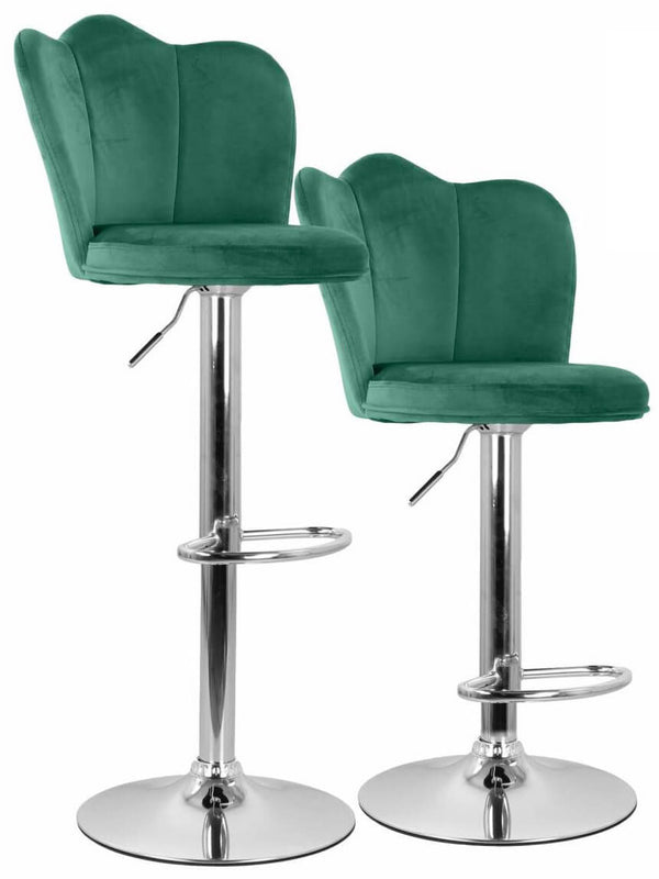 online Set 2 Hocker 38 x 38 x 60/80 cm mit Samt-Chrom-Teal-Basis