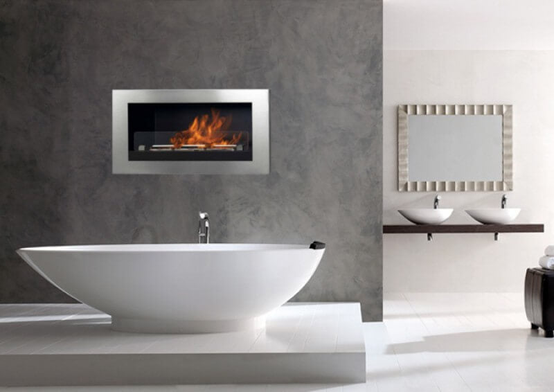 Camino a Bioetanolo da Parete 45x85 cm Karlsen Verona Acciaio