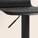 Set 2 Sgabelli da Bar con Schienale Girevoli e con Altezza Regolabile 76,5-97,5 cm in Polipropilene Nero      