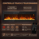 Camino Elettrico da Incasso o Parete 170x15,8x45 cm 1500 W con Timer 24 Ore Fiamma Regolabile e Cristalli      