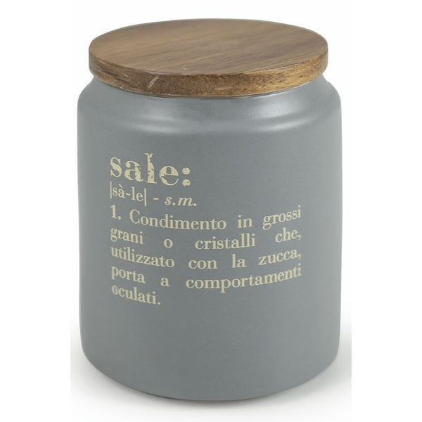 Salzdose mit Bambusdeckel 800 ml aus Villa D'este Home Tivoli Grey Steinzeug prezzo