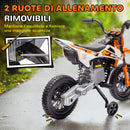 Moto Elettrica per Bambini 3-6 Anni 107x56x70 cm Batteria 12V e Rotelle Rimovibili Arancione   