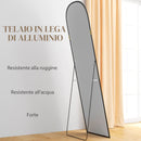 Specchio da Terra e Parete Moderno con Supporto Pieghevole 50x170 cm in Lega di Alluminio Nero      