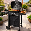 Barbecue a Gas 2+1 Fuochi 112x44x96,5 cm con Ruote e Griglia in Acciaio      