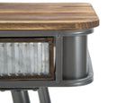 Console Illinois 111x40x76 cm in Ferro e Legno di Abete Grigio e Grigio e Naturale
