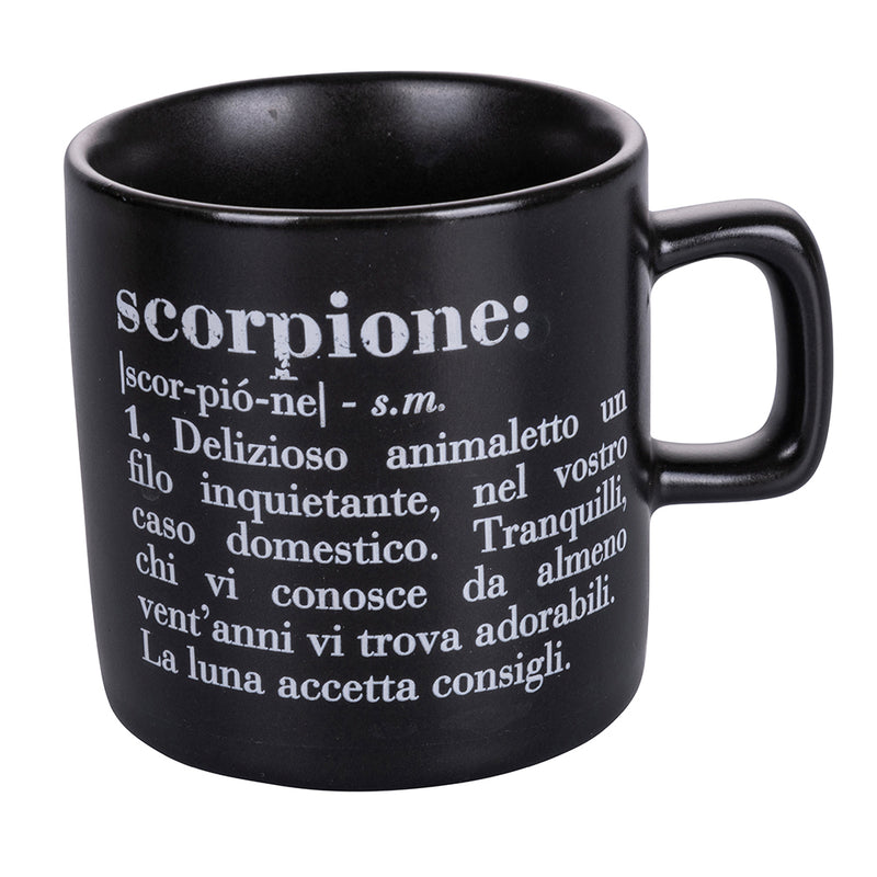 Tazzina Caffè Zodiaco "scorpione" Ø6x6,5 cm in Bone China VdE Tivoli 1996 Nero