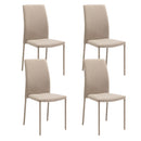 Set 4 Sedie Leda 42x52x96 cm in Tessuto Easy-Clean Gambe Rivestite in Tinta Beige      