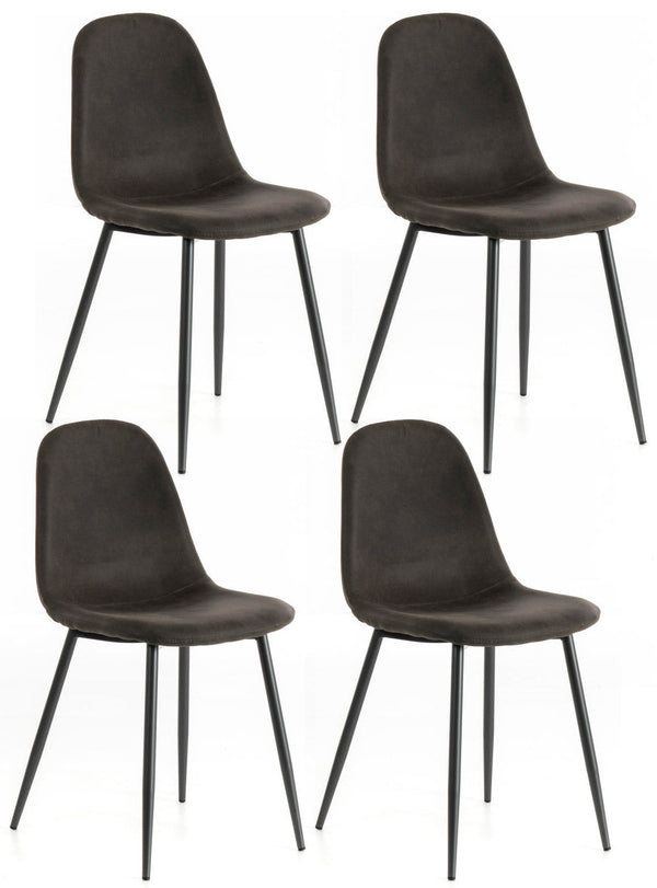 Set 4 Sedie 44x50xH84 cm in Similpelle Brigitte Grigio Vintage online