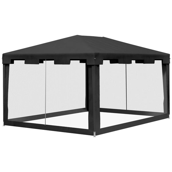 sconto Gazebo Pieghevole con Zanzariera e 2 Ingressi 4x3m in Metallo e PE Grigio Scuro
