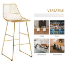 Set 2 Sgabelli Alti da Bar 53x56x110 cm in Metallo Oro