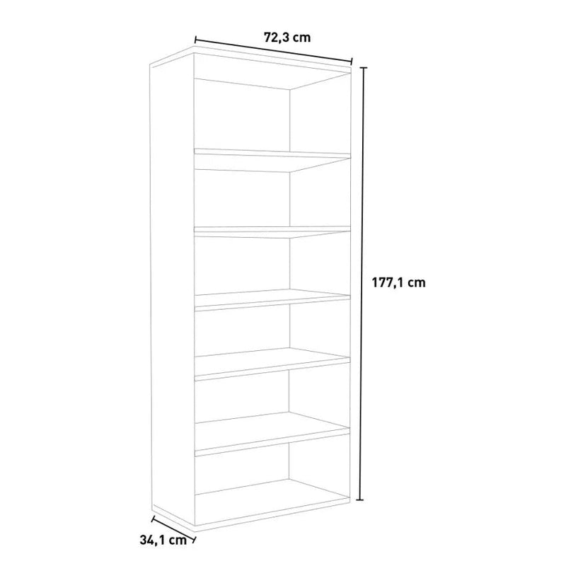Libreria 6 Ripiani 72,3x34,1x177,1 cm in Truciolare Nobilitato Olmo