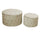 Set 2 Pouf Contenitore Ø50 cm e Ø70 cm in Tessuto Velluto Crema