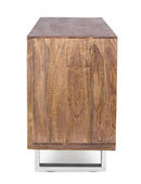 Credenza 2 Ante 3 Cassetti 160x45x75 cm in Legno Marrone