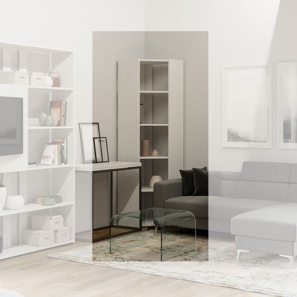 Libreria Angolare Moderna 5 Ripiani 60,3x60,3x205 cm in nobilitato Bianco online