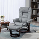 Poltrona Reclinabile 85x82x106 cm con Poggiapiedi in Pelle PU e Acciaio Grigio 