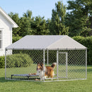 Recinto per Cani da Esterno 200x200x150 cm con Tetto in PE Anti-UV Impermeabile in Acciaio Zincato Argento      