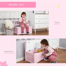 Cassapanca per Bambini 2-5 Anni 60x30x50 cm con Pistone per Chiusura Sicura Capacità 40 kg in Legno Rosa e Bianco      