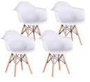 Set 4 Sedie di Design con Braccioli 62,5x44x80 cm Federica Bianche