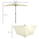 Ombrellone Semicircolare 265x135x240 cm con 20 Luci LED e Pannello Solare Beige   