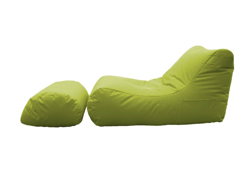 Poltrona Pouf Chaise Longue con Poggiapiedi in Poliestere Verde Avalli