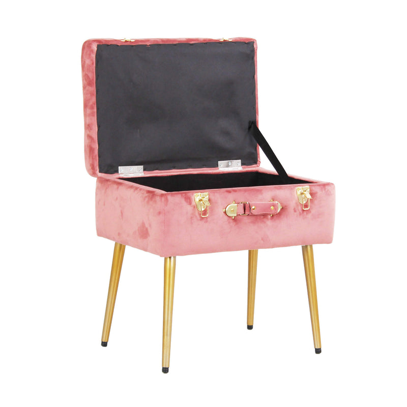 Pouf Valigetta 51x37x51 cm in Velluto Rosa