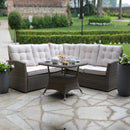 Set Salotto da Giardino Divano Angolare in Polyrattan Atlanta Grigio