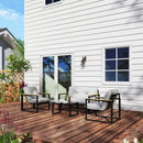 Set da Giardino 4 Pezzi con 2 Sedie Divanetto e Tavolino Grigio Chiaro e Nero     