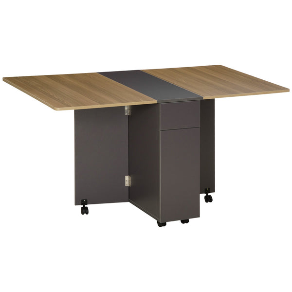 sconto Platzsparender Klapptisch 140x76x76 cm in grauer Spanplatte und Naturholz