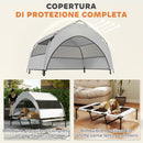 Brandina per Cani Rialzata 122x92x94 cm con Copertura a 3 Lati Rimovibile Tessuto Grigio Chiaro e Nero   