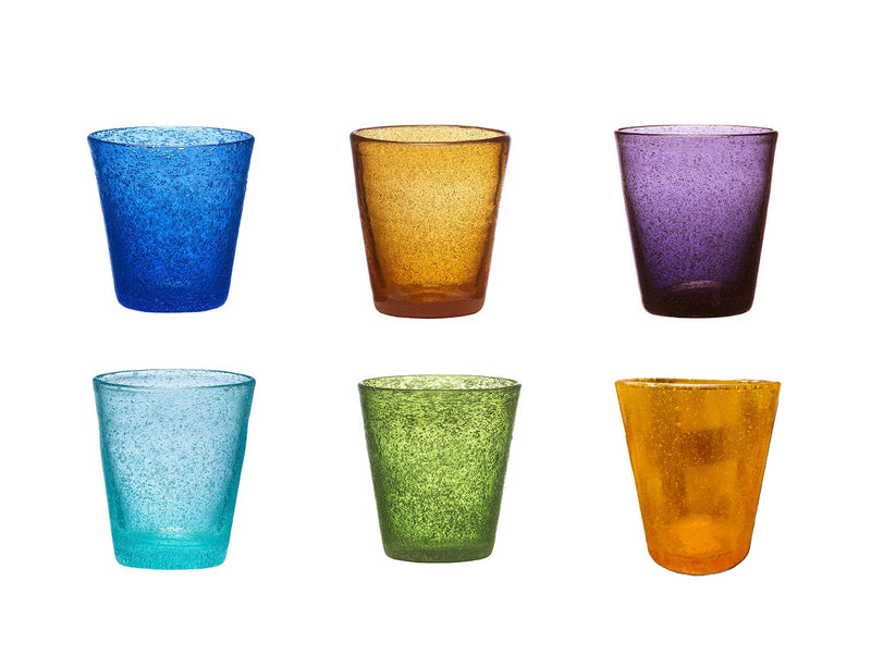 Set 6 Bicchieri da Tavola in Vetro Soffiato a Bocca Kaleidos Surf