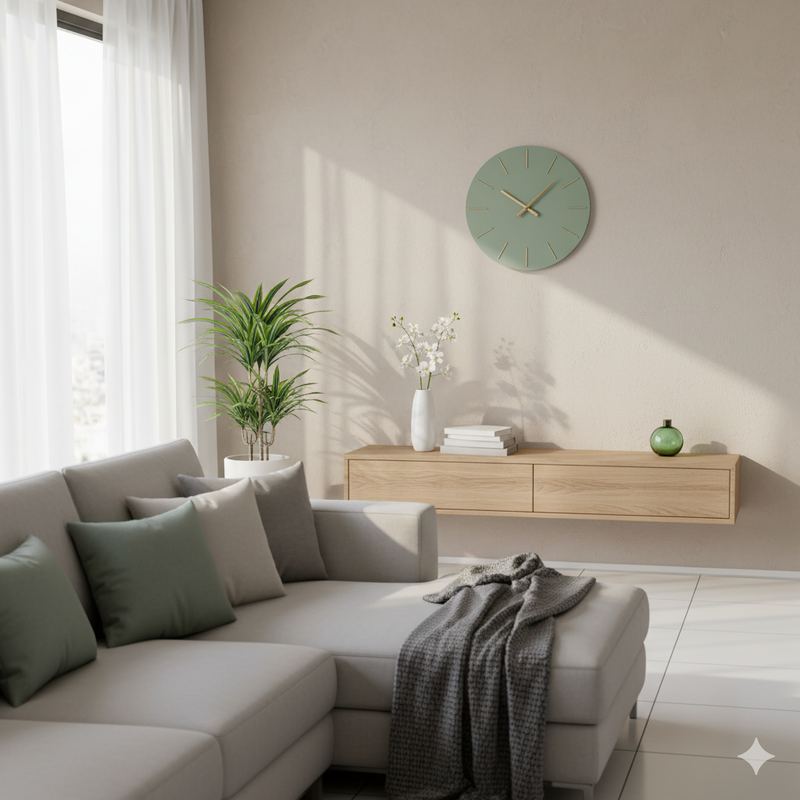 Orologio da Muro Ø 60x5 cm Timeline in Legno Salvia