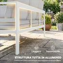 Set 5 Pezzi Salotto da Giardino con 2 Divani 2 Sedie e Tavolo in Alluminio Bianco      