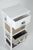 Cassettiera 4 Cassetti in Legno Massello 35x27x80 cm Fumer Zara Bianca