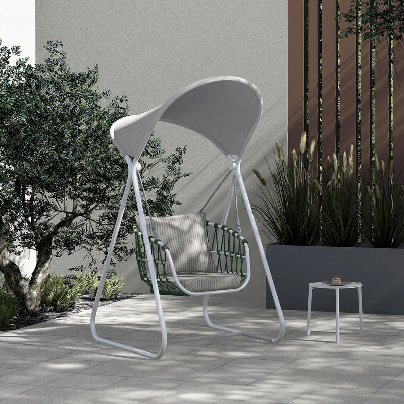 Dondolo da Giardino 1 Posto 116x164x48 cm con Tettuccio Parasole Noli Grigio