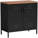 Credenza Stile Industriale 80x40x80 cm a 2 Ante con Ripiano Regolabile in Metallo Nero      