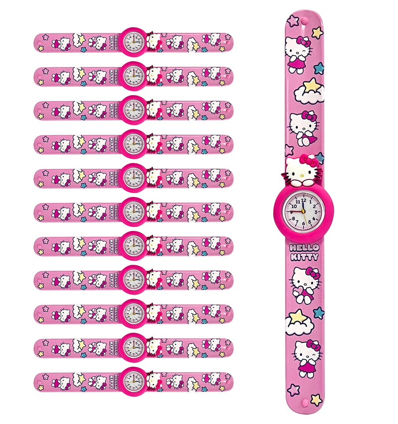 Set 12 Orologi da Polso Bracciale per Bambini Hello Kitty Colorazione Rosa