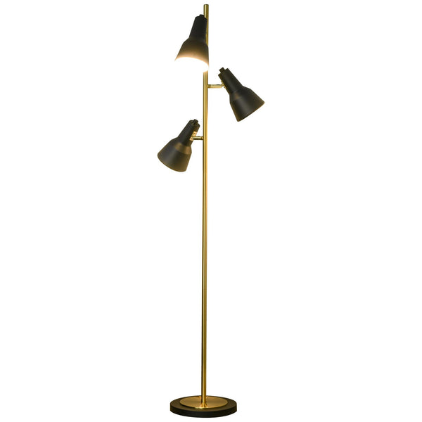 Stehlampe mit 3 E27-Lampenschirmen aus schwarzem und bronzefarbenem Metall acquista