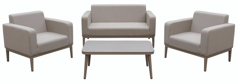 Set Salotto da Giardino in Tessuto Divano 2 Poltrone e Tavolino Bauer Vienna Beige