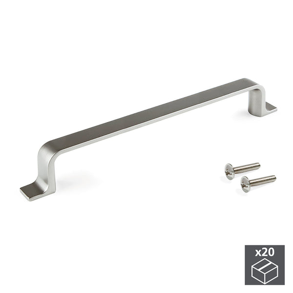 sconto Emuca Möbelgriffe Achsabstand 160 mm Zamak Satin Nickel 20 Stück